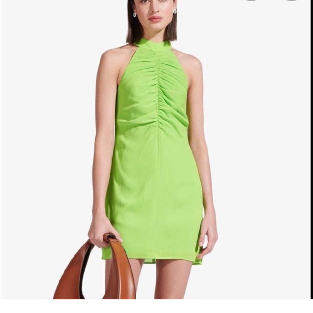 In EUC lime green staud mini dress
